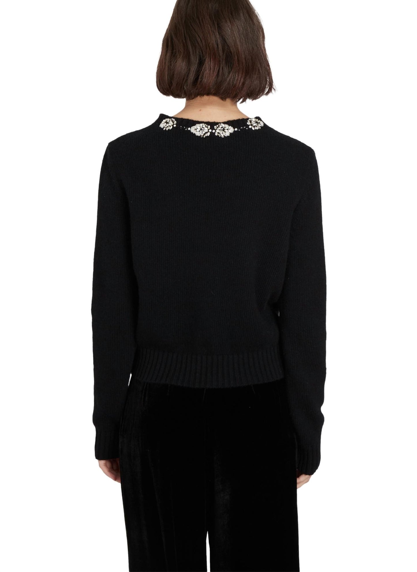 Knit Pullover With Rhinestone Collar Sweater