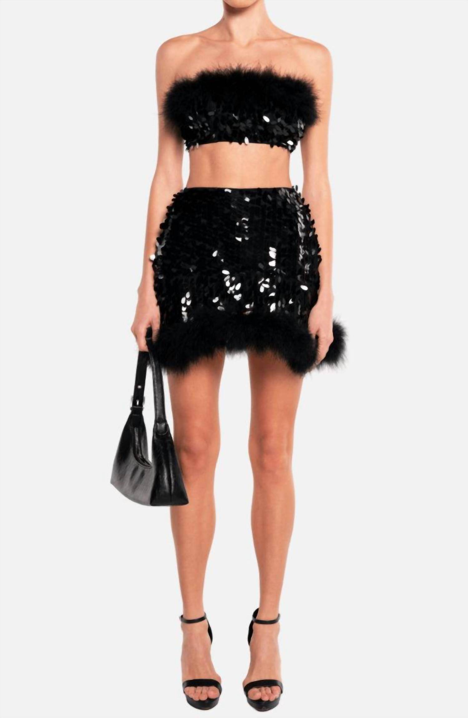 OW Collection - Virgo Sequin Feather Top And Skirt Set - Rack Hunt