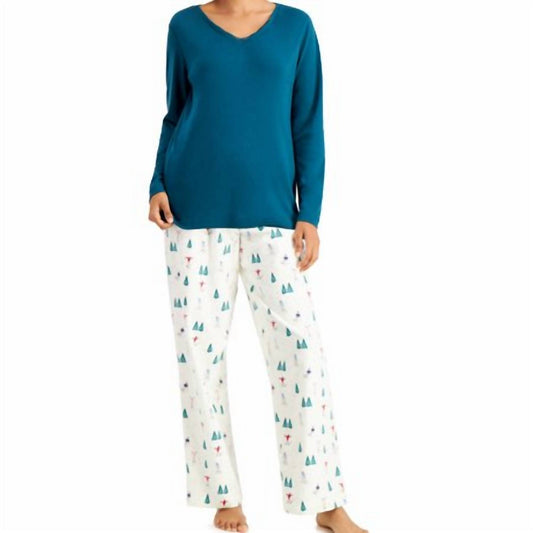Mix-it Solid Top & Plaid Pajama Pants Set