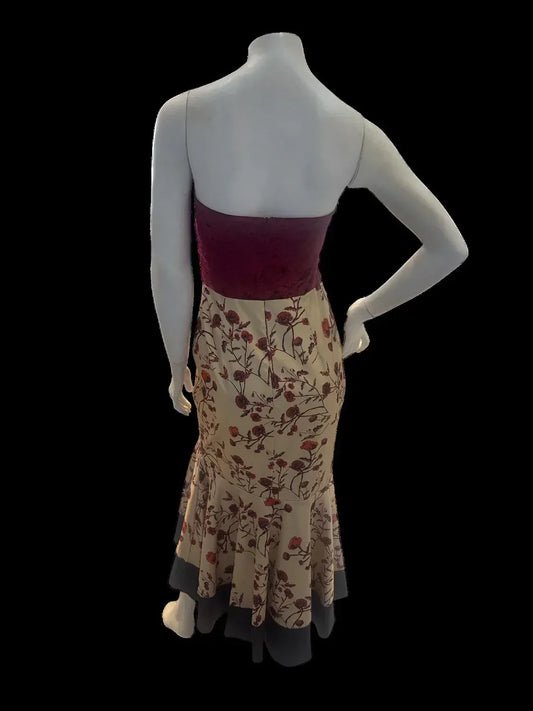 La Pateau - Strapless Floral Satin Dress - Rack Hunt