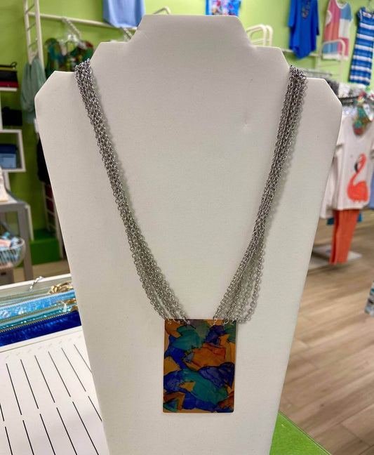 Covaly Artisan Jewelry - Alcohol Ink Multi Chain Necklace - Rack Hunt -