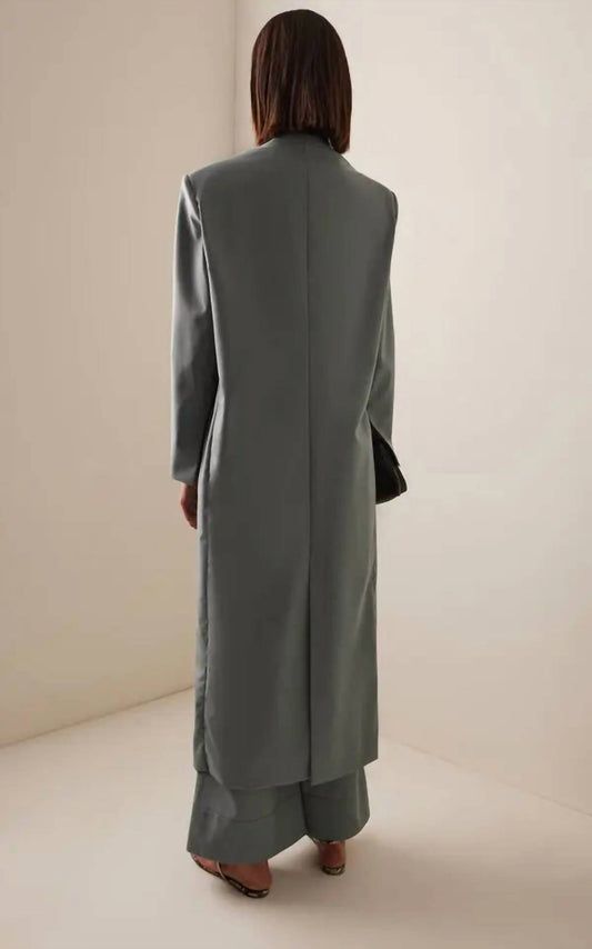 Summer Wool Long Collarless Coat