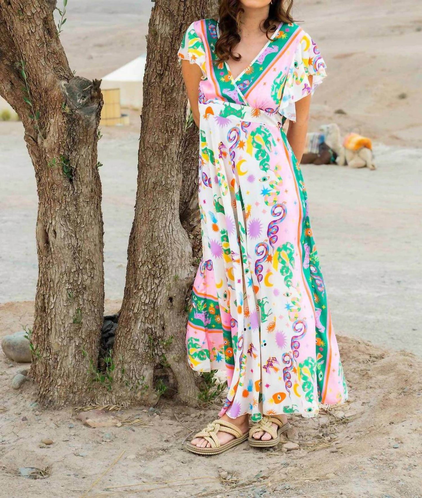 Gold & Silver - Print Sun Maxi Dress - Rack Hunt -