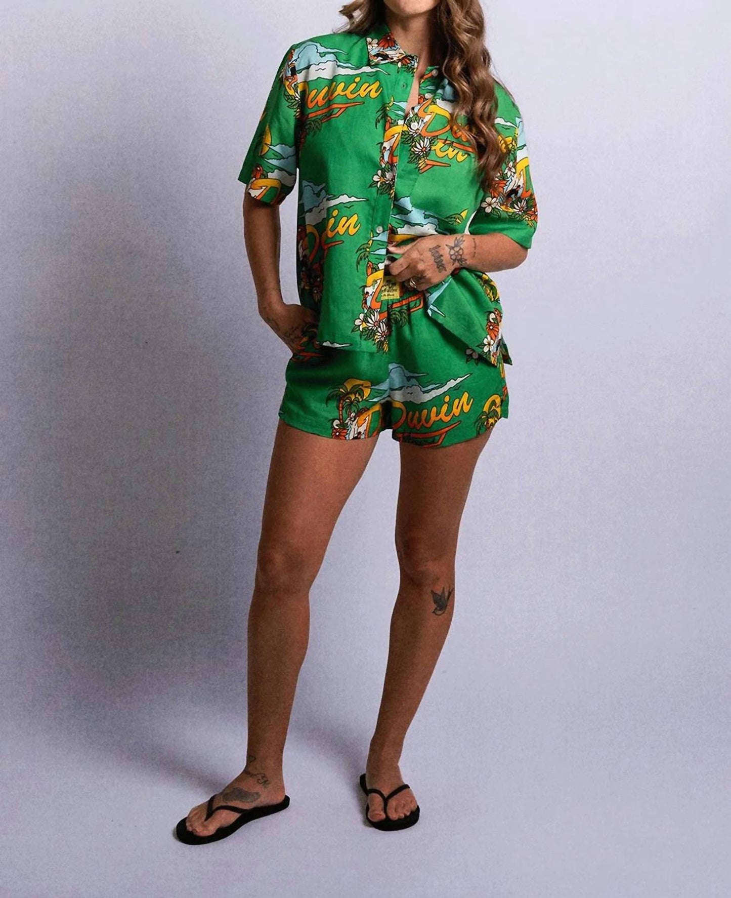 In Clouds Tencel Crop Button Down Shirt