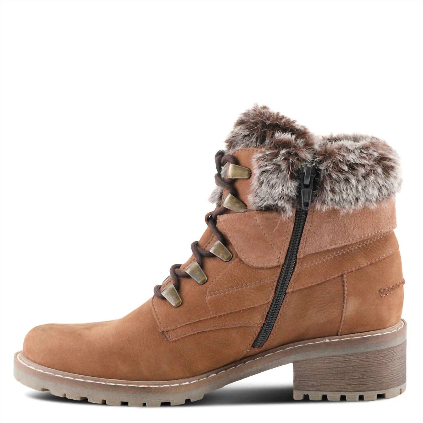 Women's Cini Fur Cuff Lace Up Boots