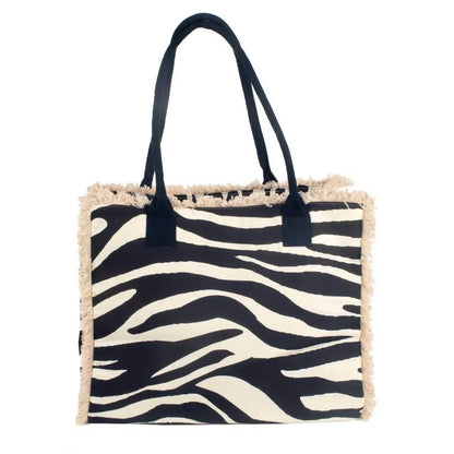 Isla Bonita by Sigris - Women's Fringe Bali Tote Bag Zebra Print - Rack Hunt