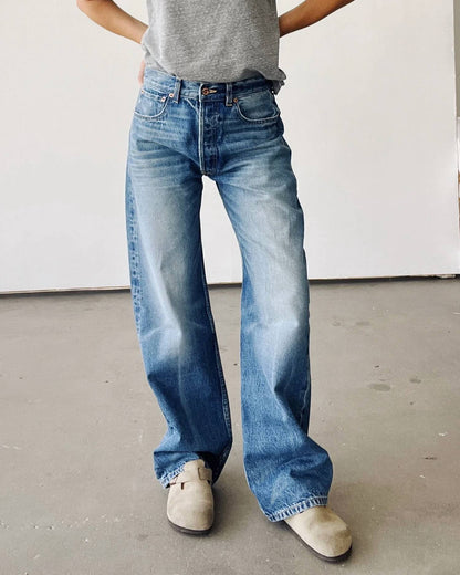 Wide Slouch Mid Rise Jeans
