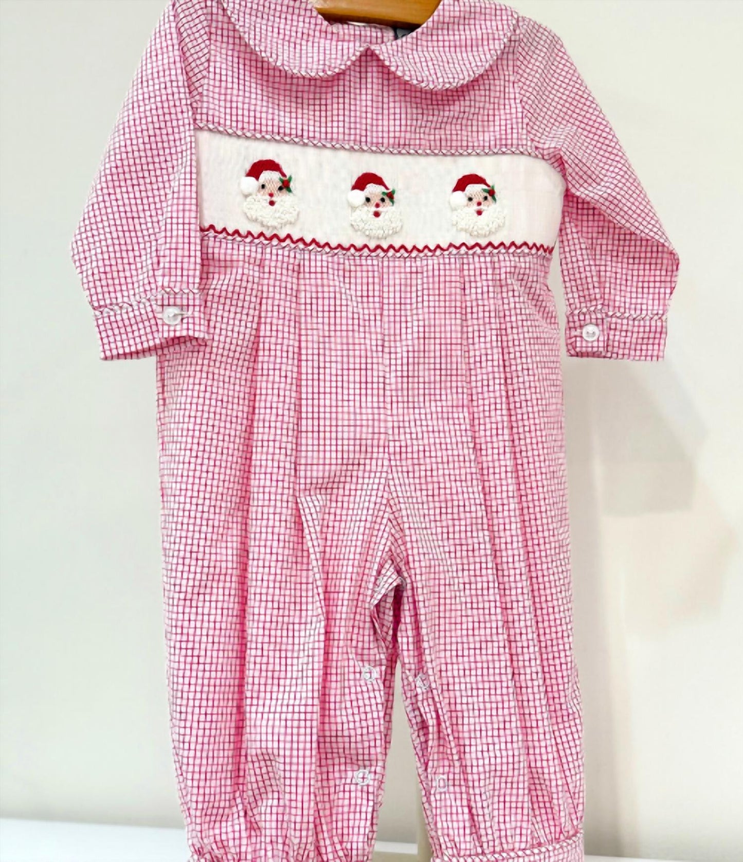 Kid's Smocked Santa Longall Romper