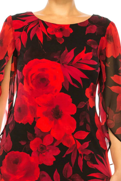 Connected Apparel - Floral Split-sleeve Sheath Dress - Rack Hunt