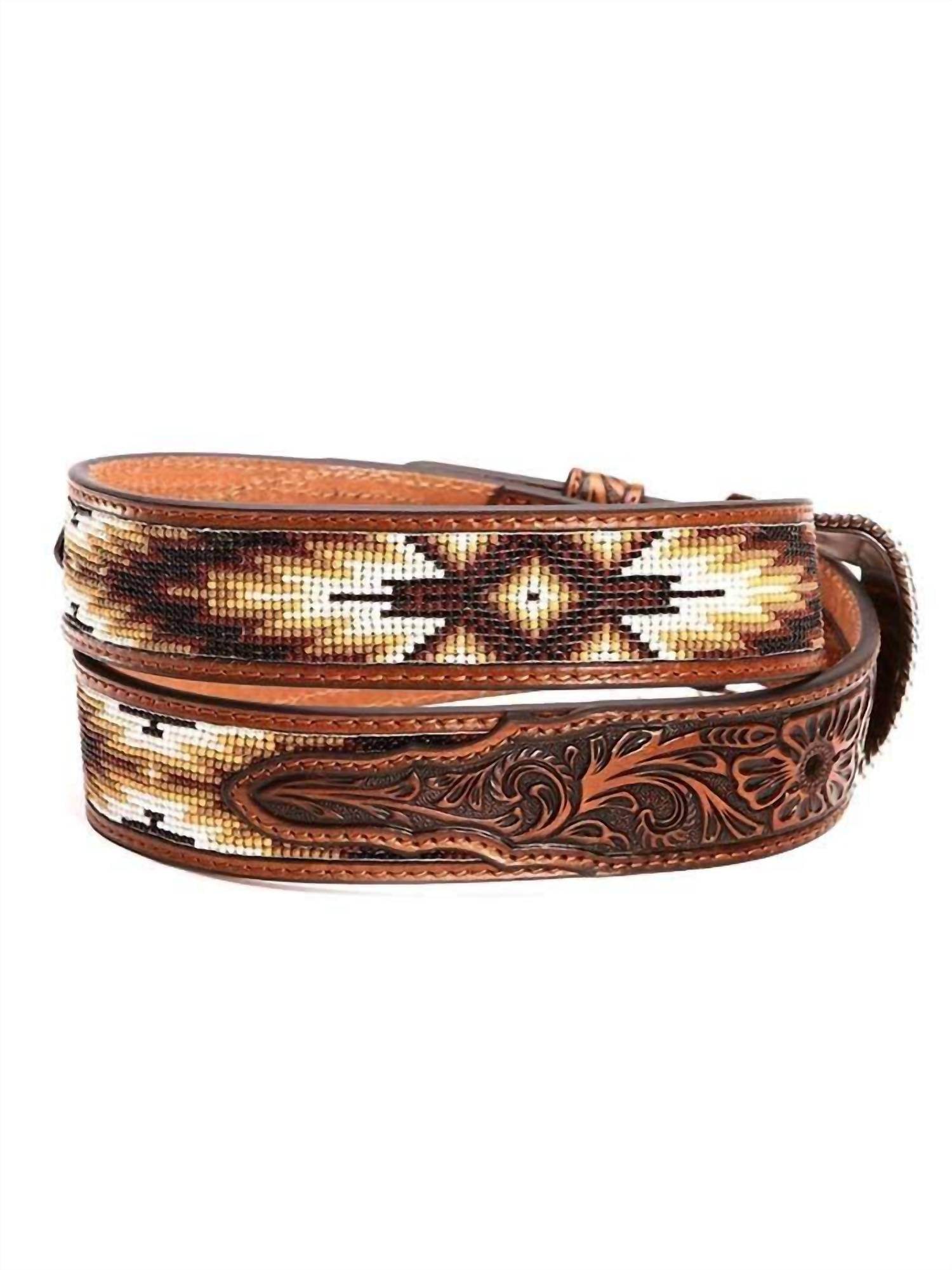 Nocona Belt Co. - Men's Aztec Beaded-stitch Leather Belt - Rack Hunt