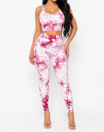 Gem Stretch Two Piece Lounge Matching Tie Dye Yoga Pants Set