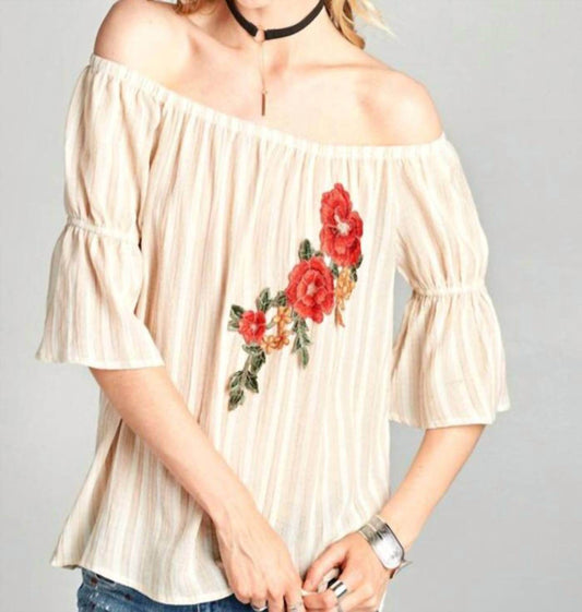 Oddy - Off-The-Shoulder Striped Cotton Blouse - Rack Hunt -