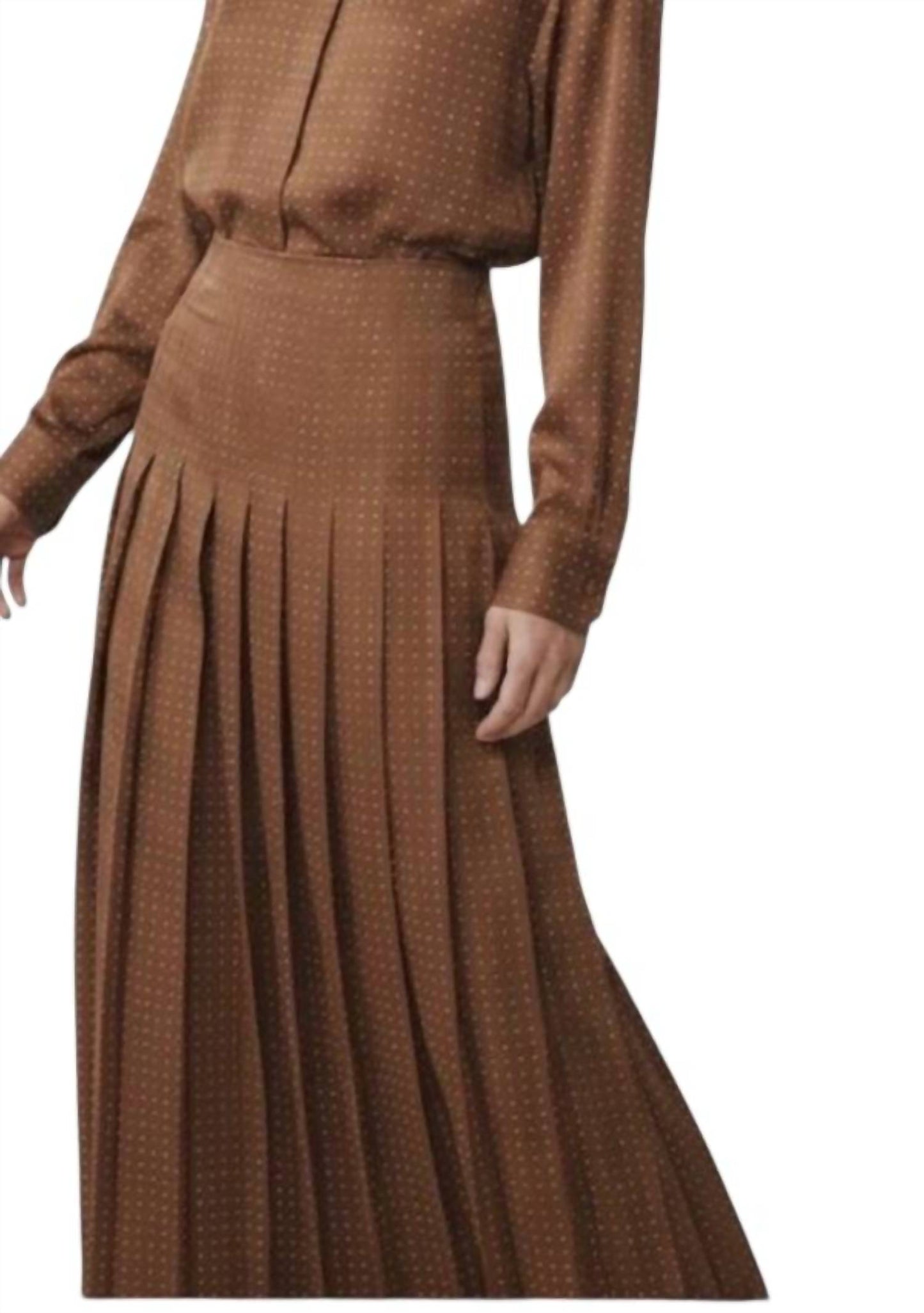 Blouse with Tie and Matching Midi Skirt Set