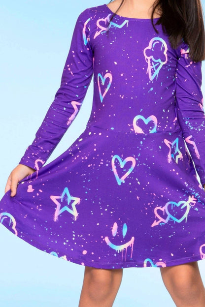 Graffiti Rainbow Simply Soft Skater Dress