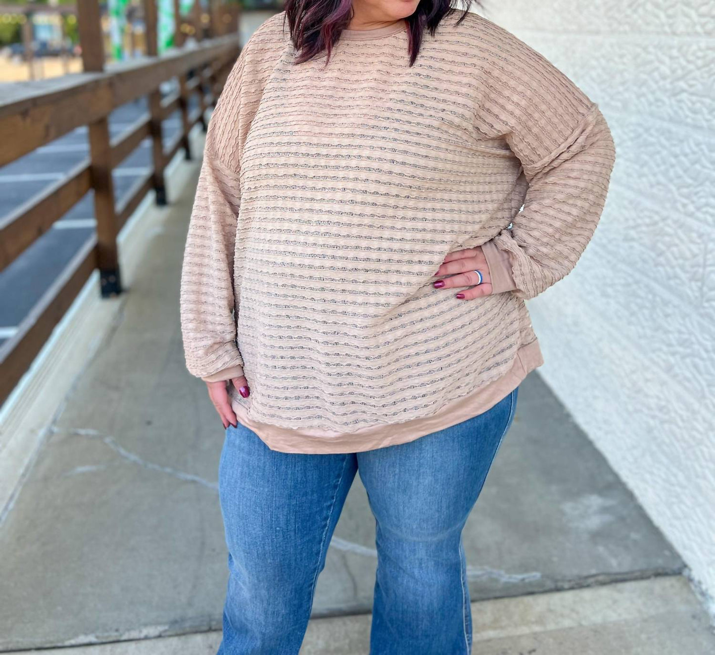 Mira Textured Long Sleeve Top