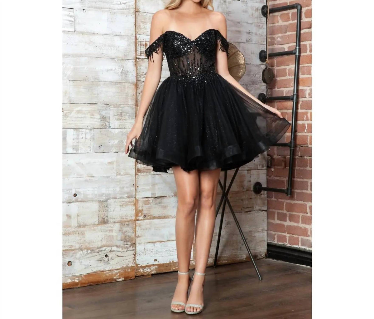 Fringed Off Shoulder Short Dress