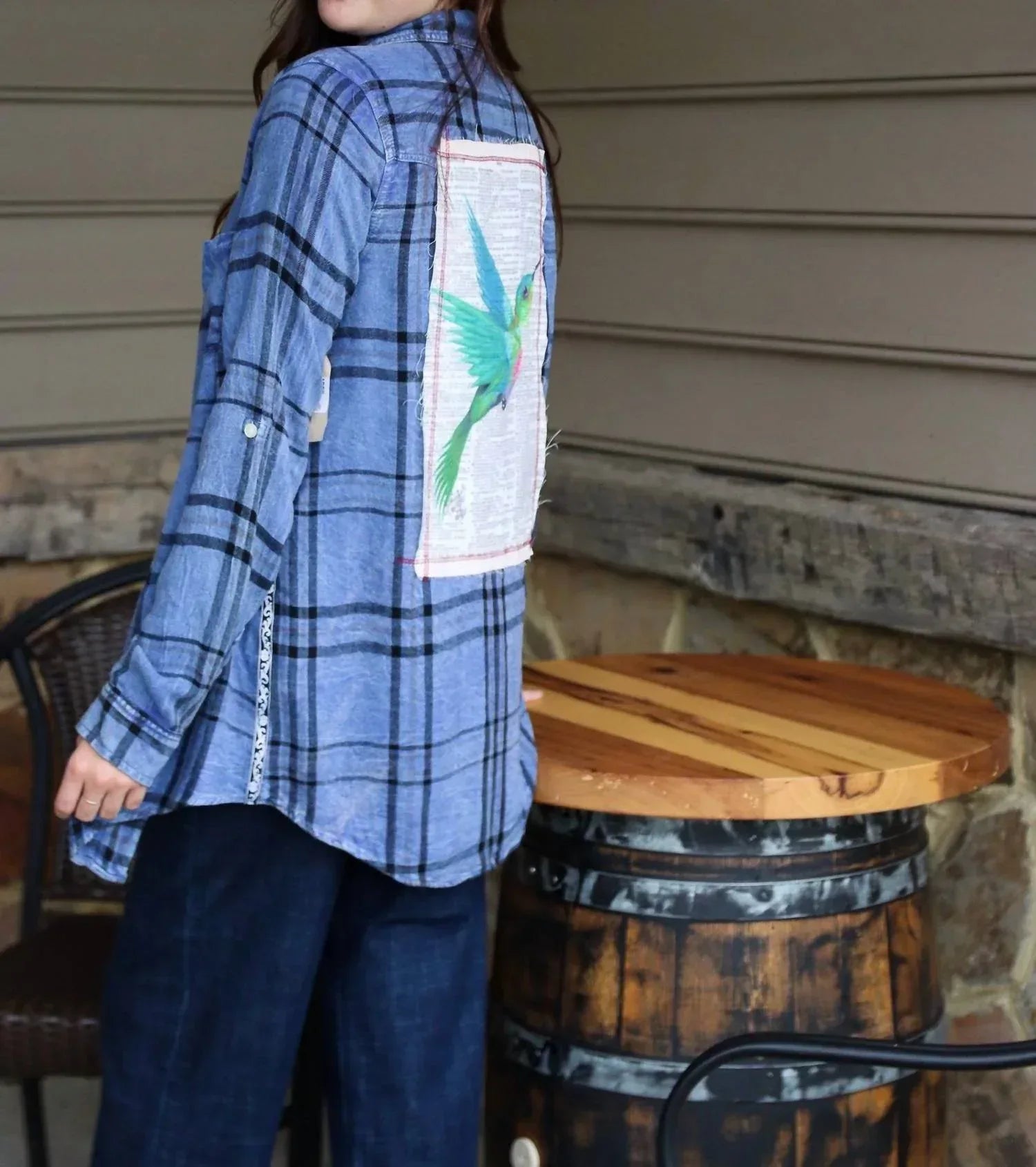 The NU Vintage - Bird Patch Button Up Flannel Top - Rack Hunt