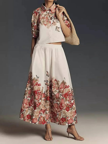 Maeve - Sybil Poplin Floral Midi Skirt - Rack Hunt