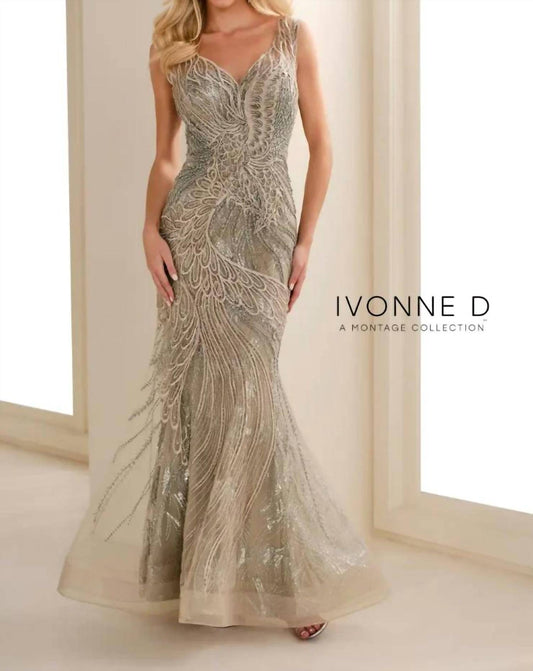 Sleeveless Embroidered Gown