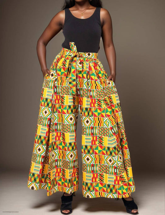 African Print Wide Leg Pants