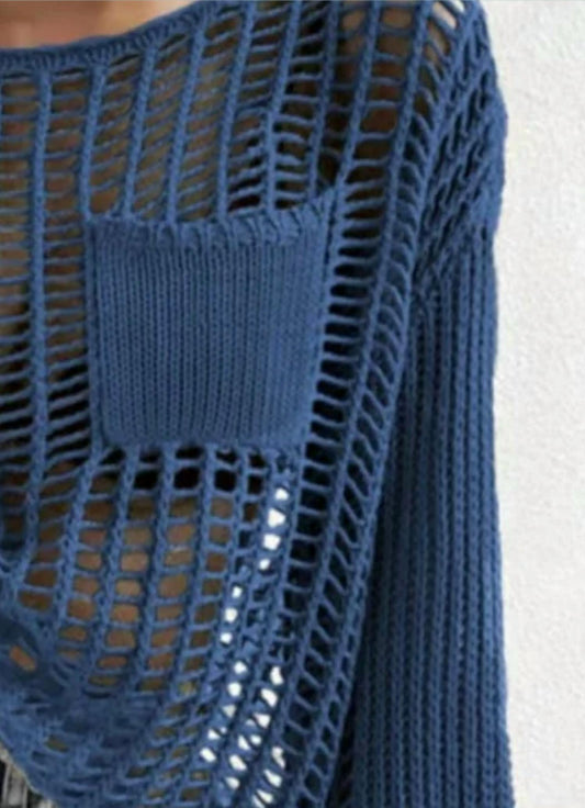 Hollow Out Knit Drop Sleeve Sweater