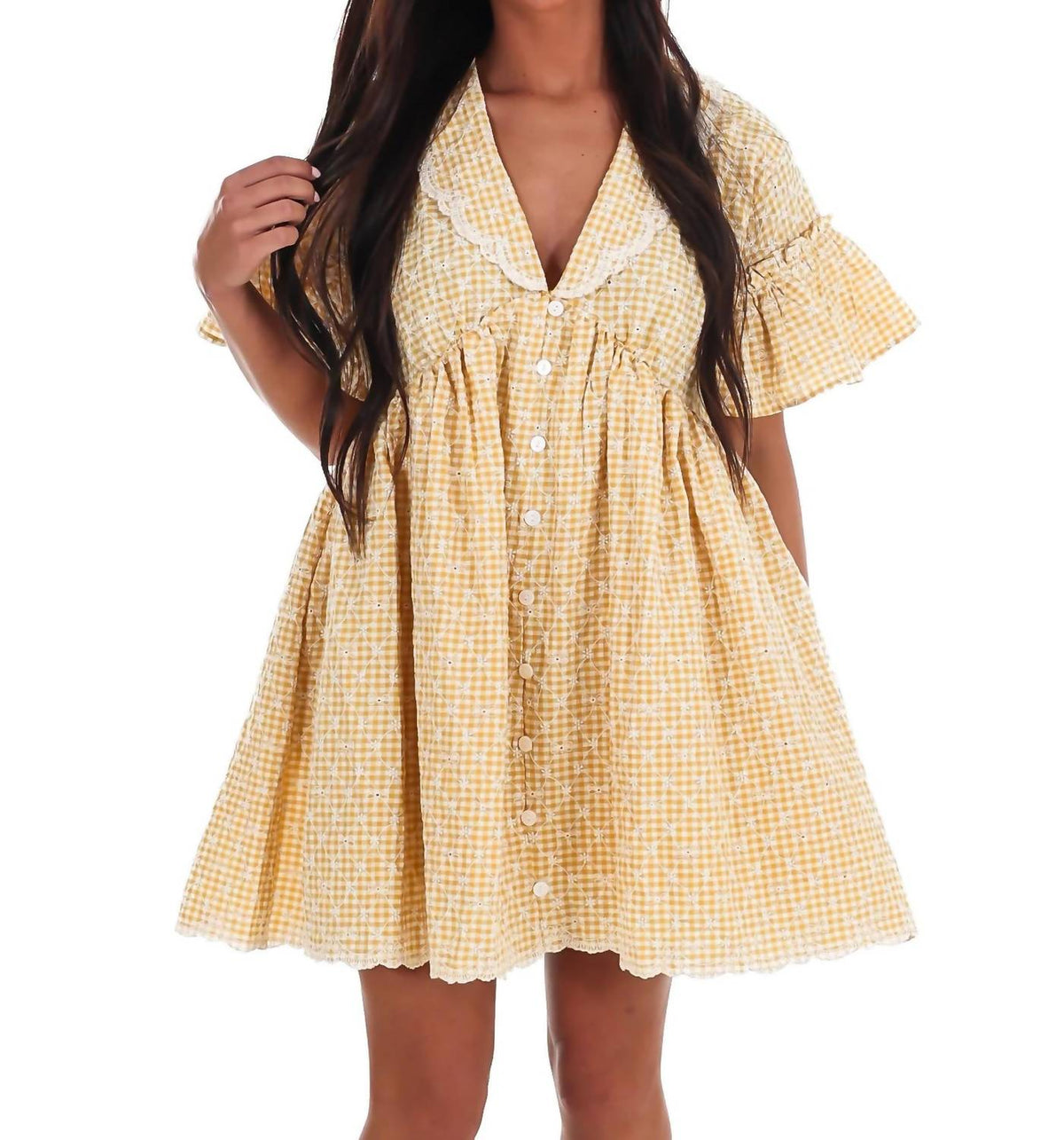 Sunny Days Gingham Babydoll Dress