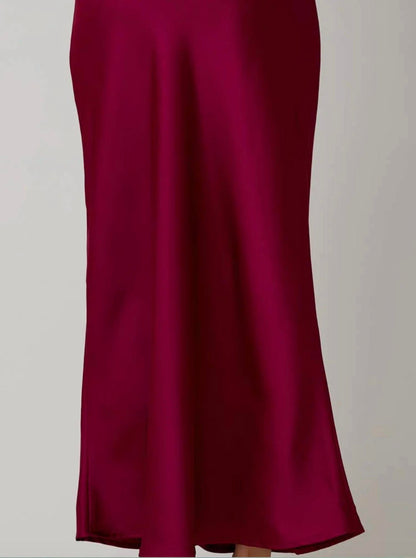 Bias Cut Satin Midi Skirt