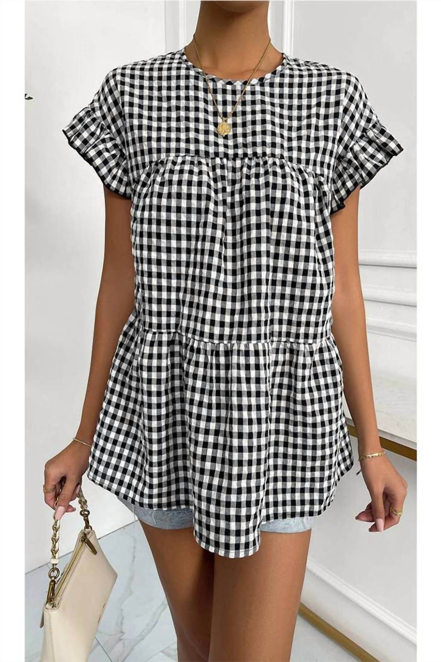 Doublju - Plaid Ruffle Top - Rack Hunt -