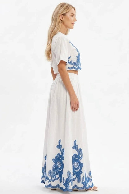 Embroidered Two-piece Maxi Skirt Set