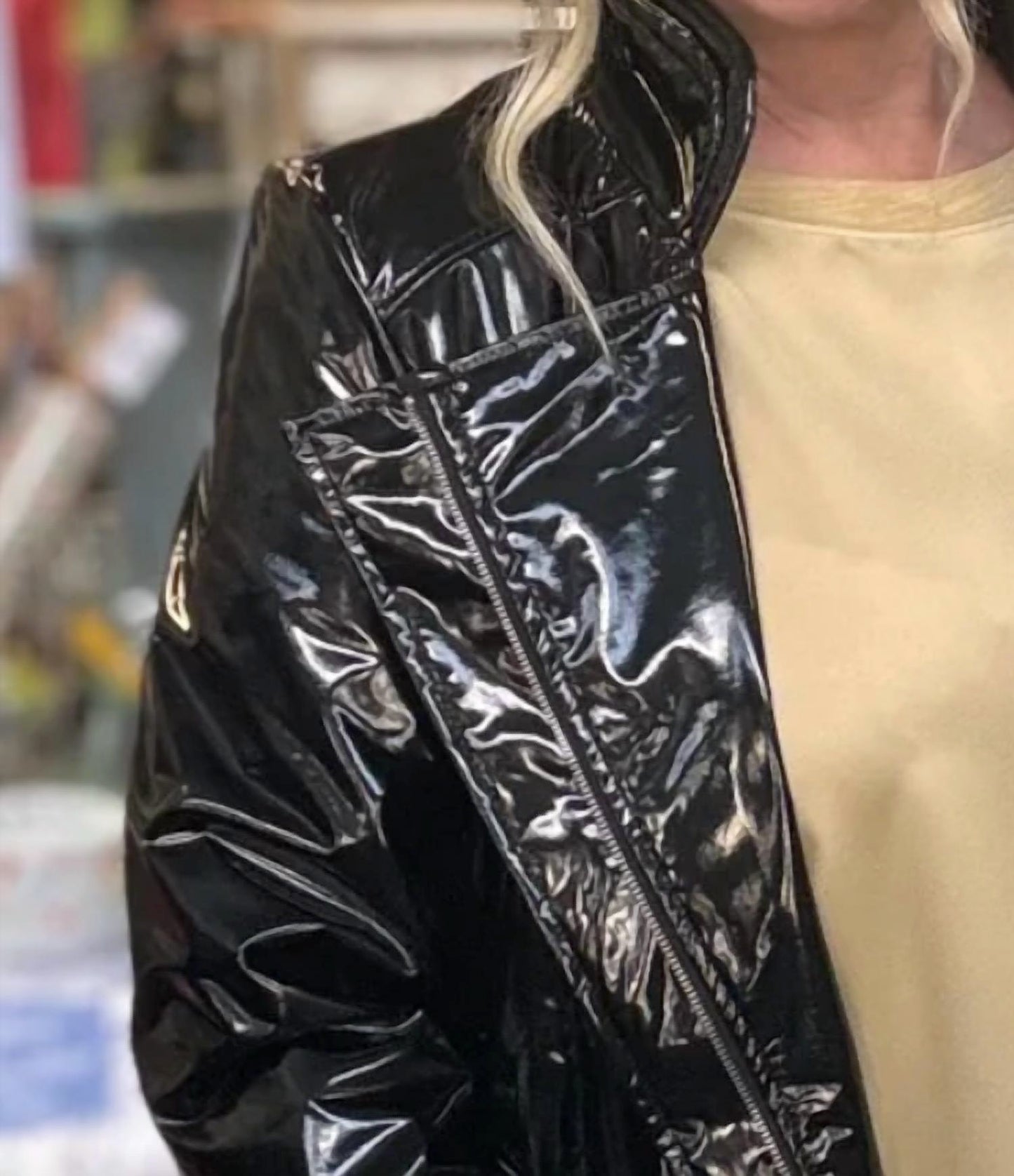 Shiny Faux Leather Jacket