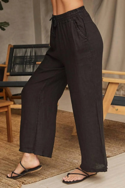 LA Relaxed - Italian Linen Drawstring Pants With Pockets - Rack Hunt