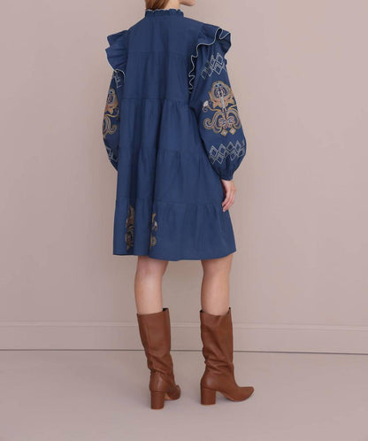 Lumiere Long Puff Sleeves Mini Dress
