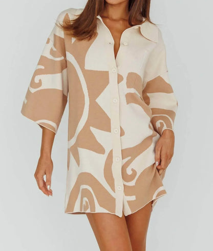 Moda Borboleta - Button Up Knit Shirt Dress - Rack Hunt