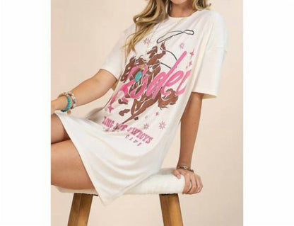 Long Live Cowboys Rodeo Graphic T-Shirt Dress
