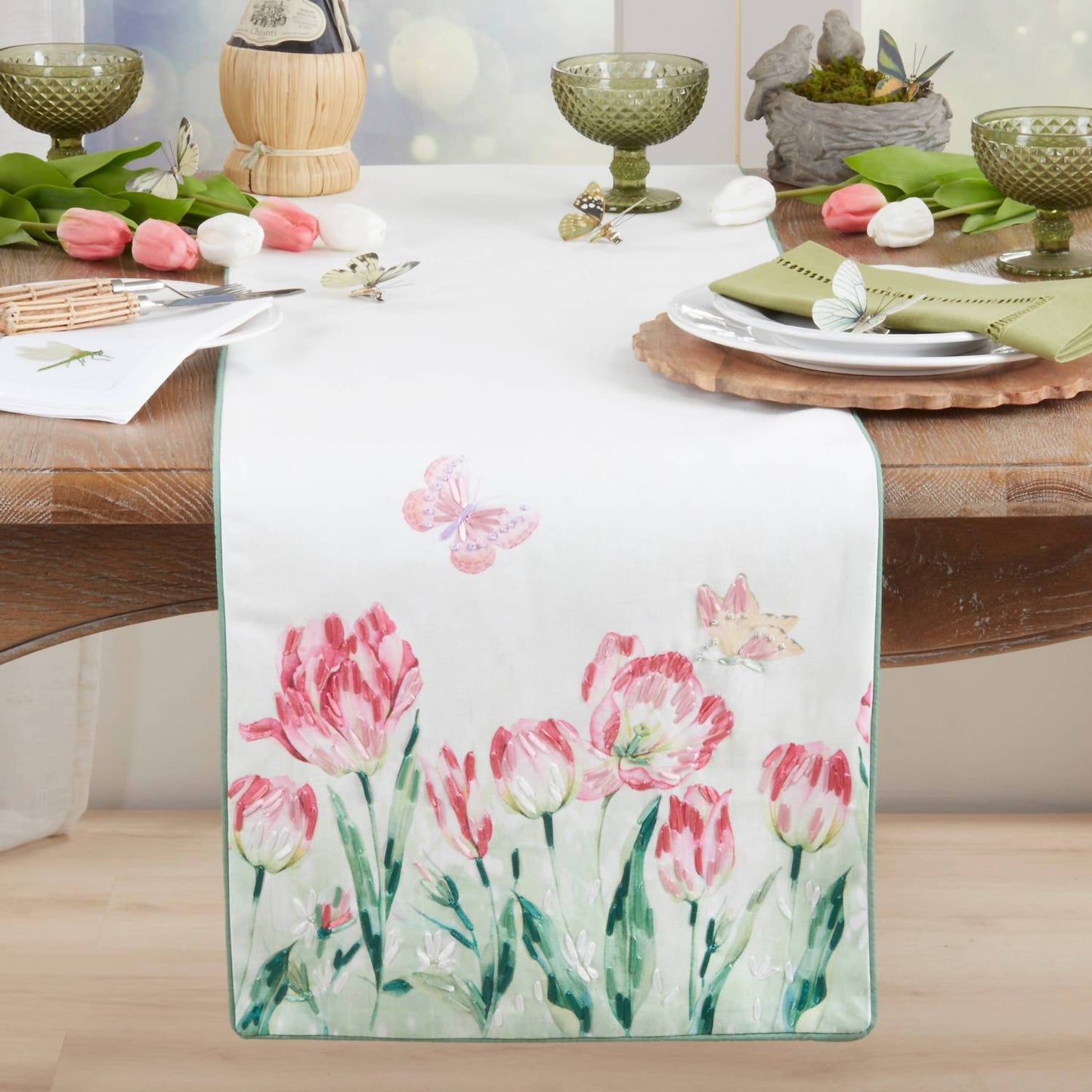 Floral Butterfly Decorative Table Runner