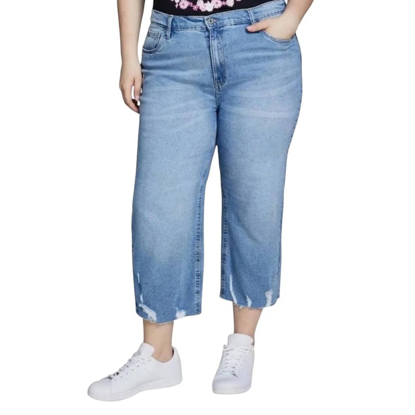 High Rise Wide Leg Cropped Jeans