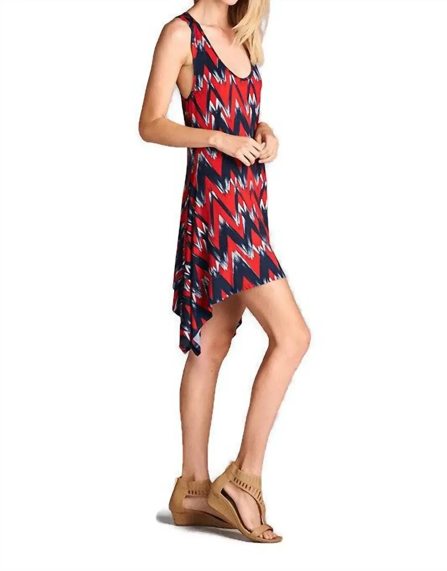 Emerald Fashion - Brush Stroke Chevron Tank Dress - Rack Hunt