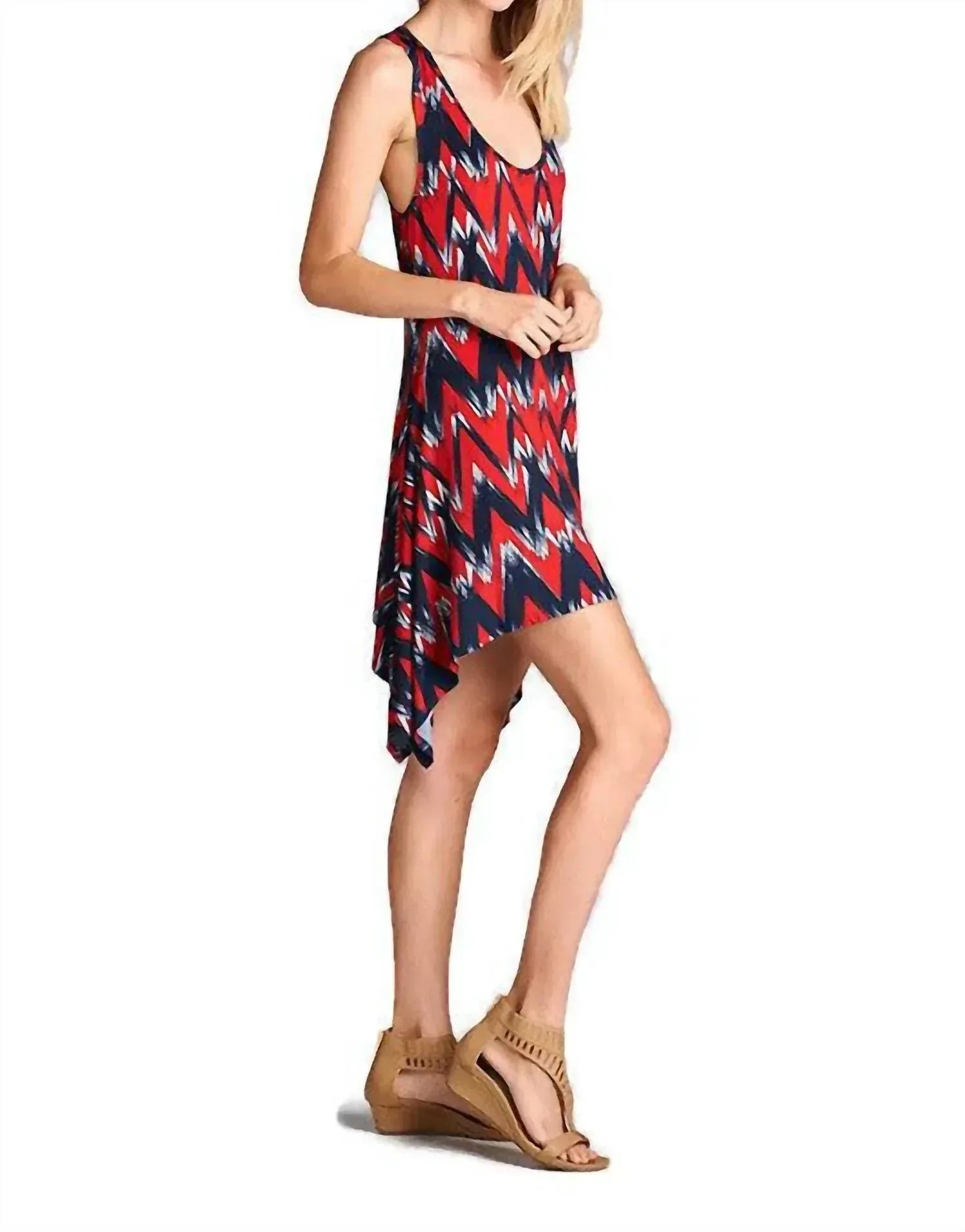 Emerald Fashion - Brush Stroke Chevron Tank Dress - Rack Hunt