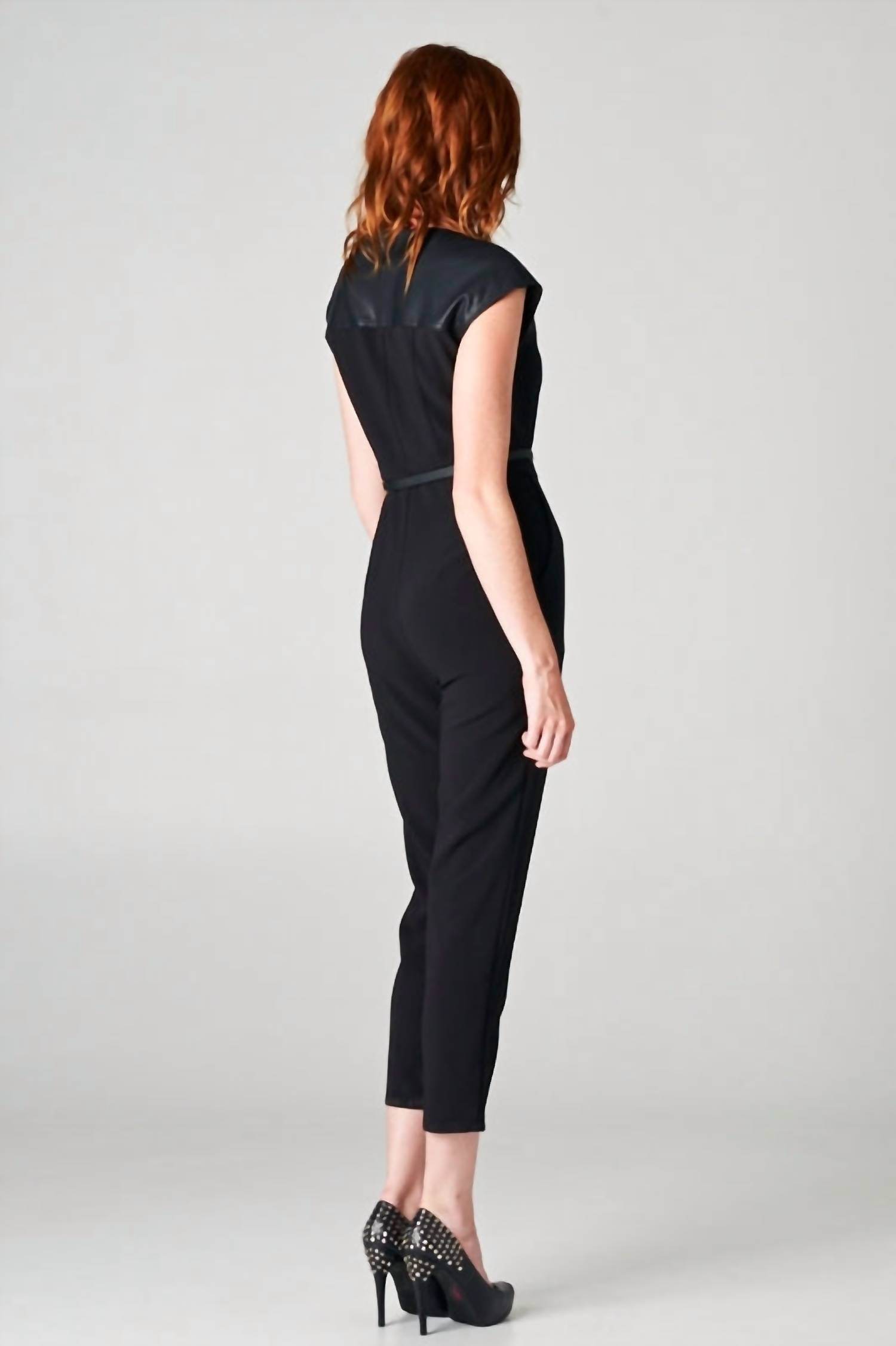 Beautifully - Leather Sleeve Jumpsuit - Rack Hunt -