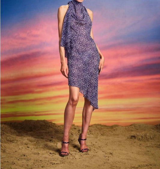 Silk Cowl Halter Dress