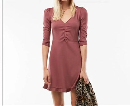 Express - V-neck Ruffle Hem Fit & Flare Dress - Rack Hunt