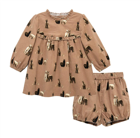 Kid's Alpaca Corduroy Dress & Bloomer Set