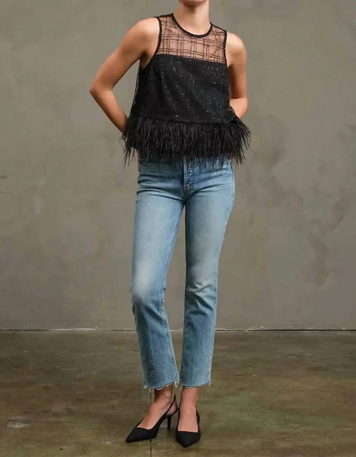 Madison - Women's Luxe Grid Feather Top - Rack Hunt