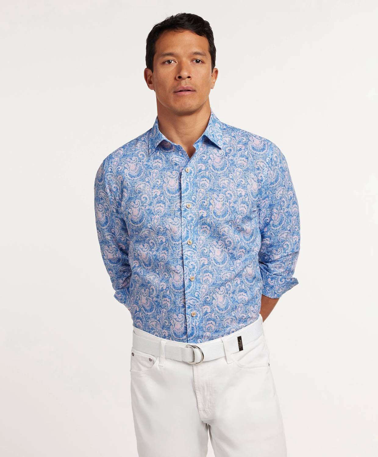 Paisley Linen Blend Sport Shirt