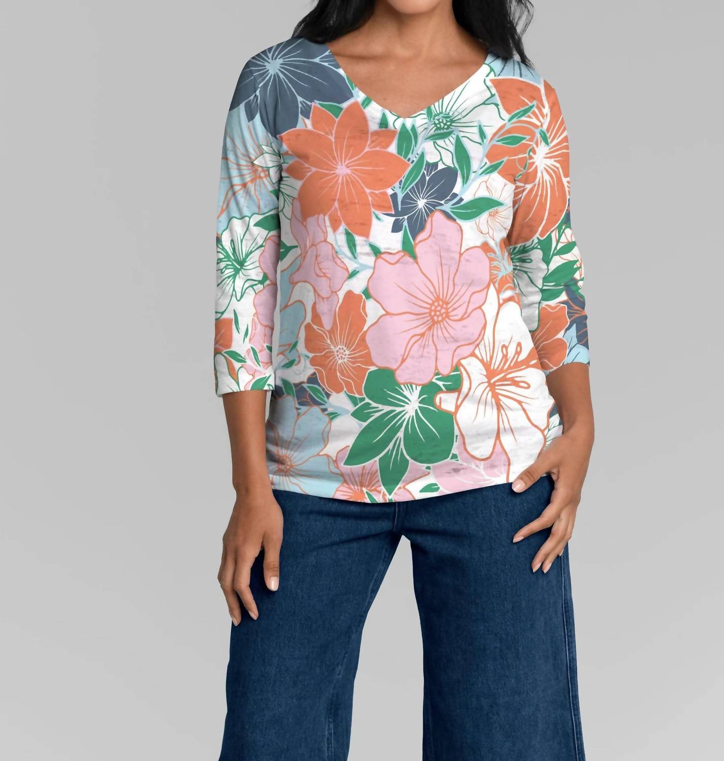 Signature 3/4 Sleeve V-neck Top