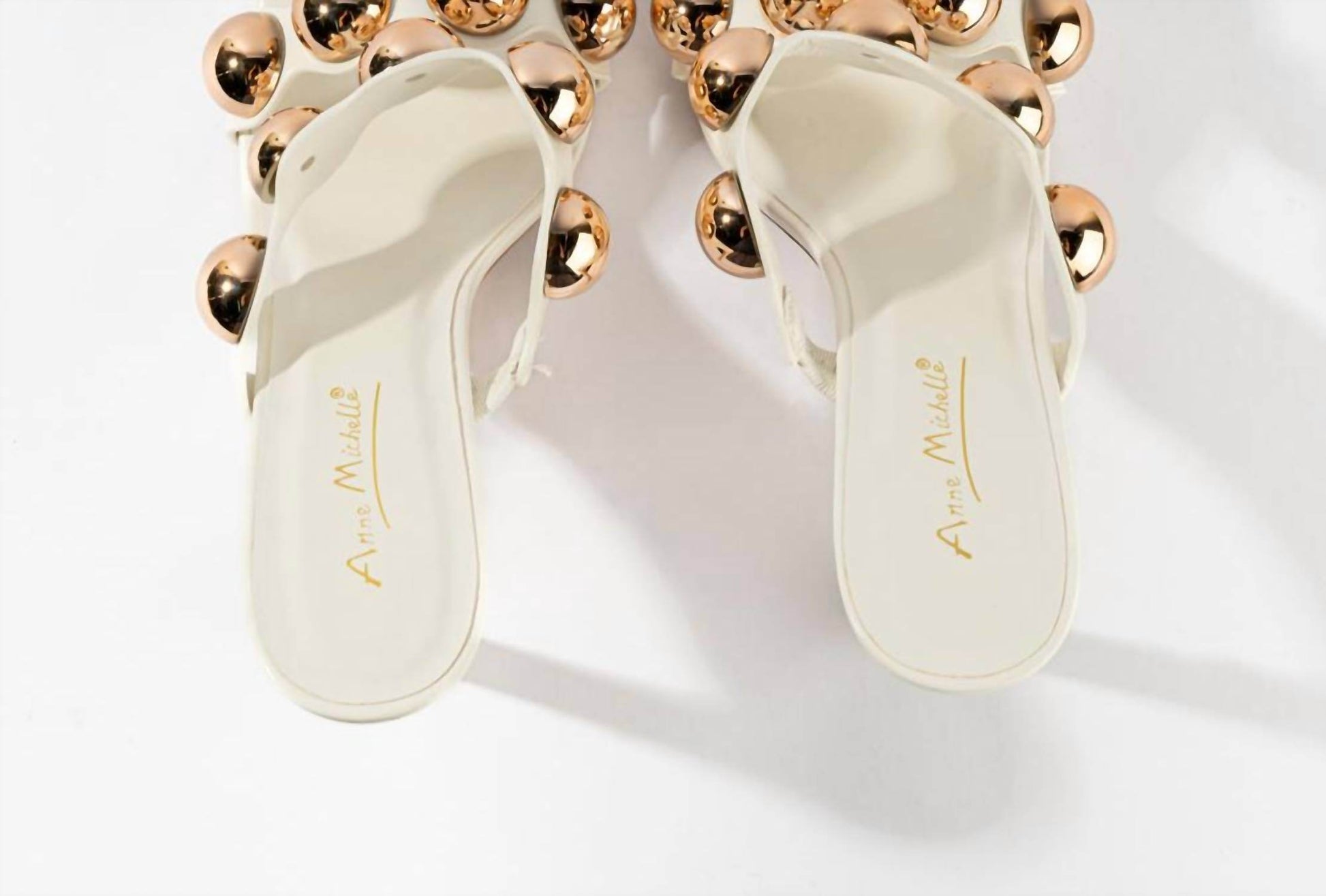 Anne Michelle - Women's Dome Stud Double Strap Heeled Sandal - Rack Hunt -