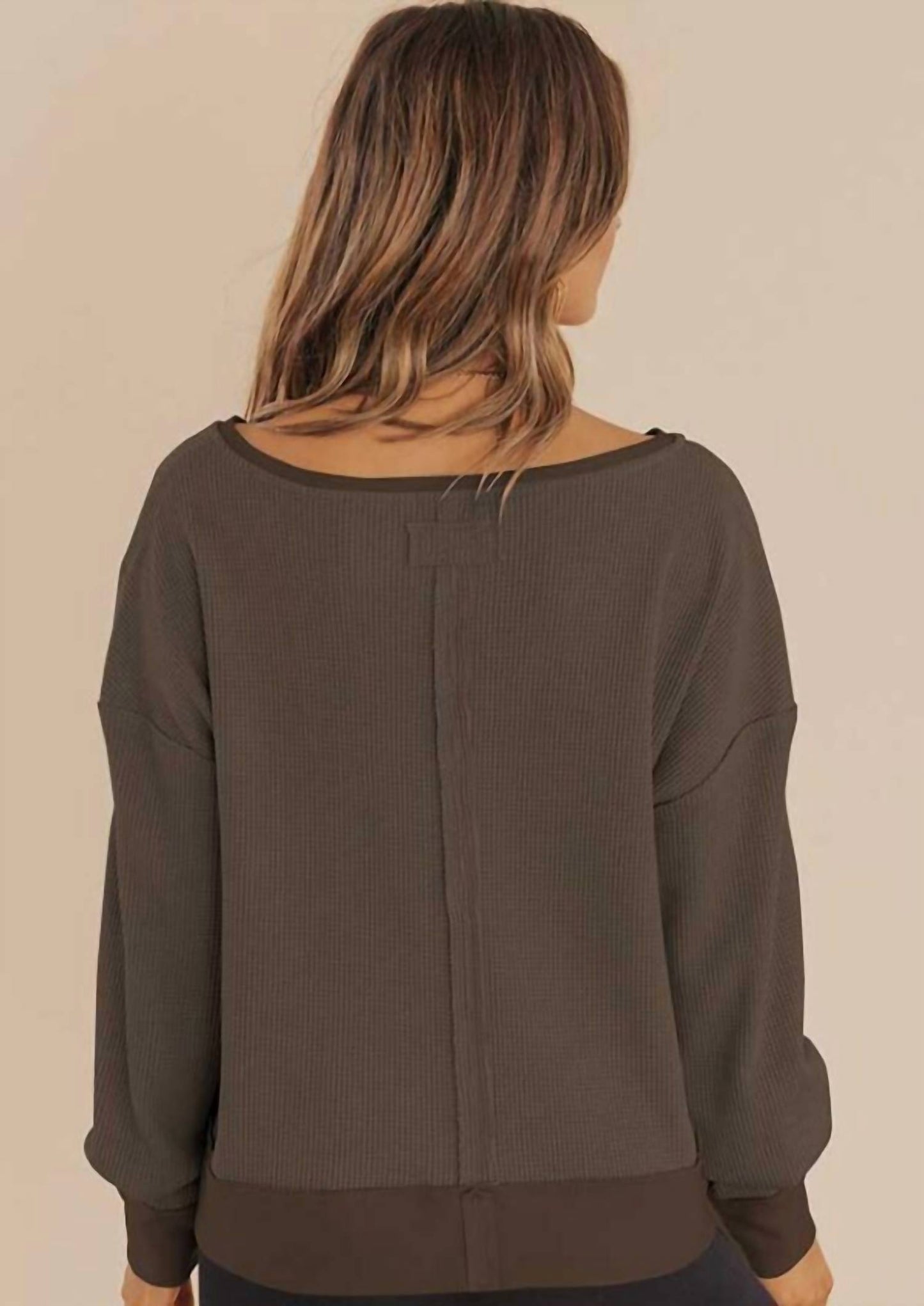 Waffle Knit Long Sleeve Sweatshirt