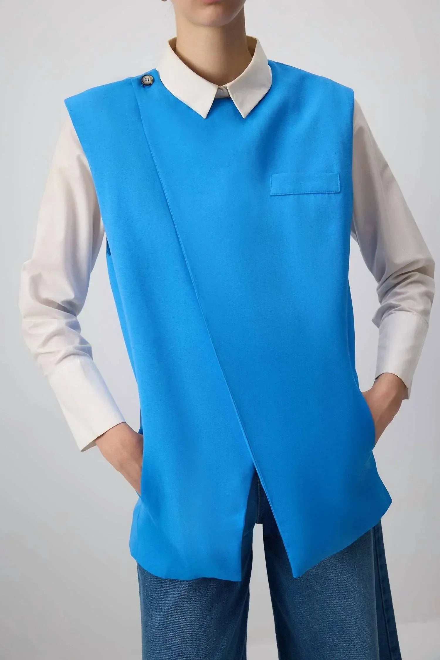 Touche Prive - Linen Blend Double-Breasted Tailored Vest - Rack Hunt