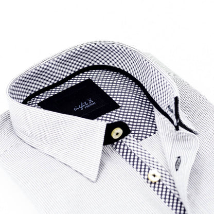 Men's Button Down Jacquard Shirt With Checkered Trim