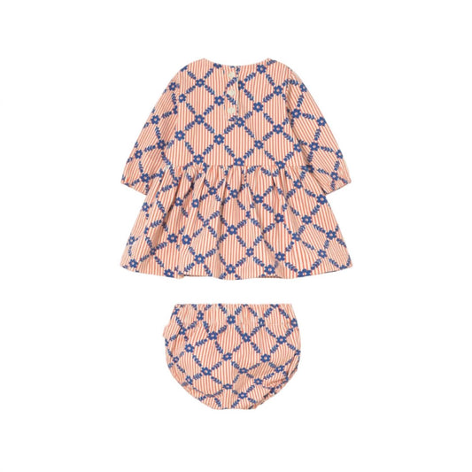 Girl's Flower Grid Baby Set
